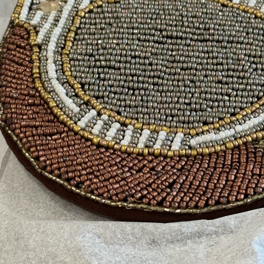 Patricia Nash Brown Beaded Owl Crossbody Shoulder Bag with Neutral Embroidery - Picture 4 of 5